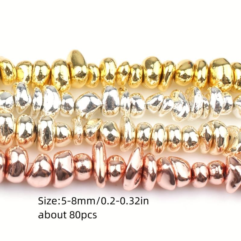 80pcs Golden & Silvery Hematite Beads for Jewelry Making DIY