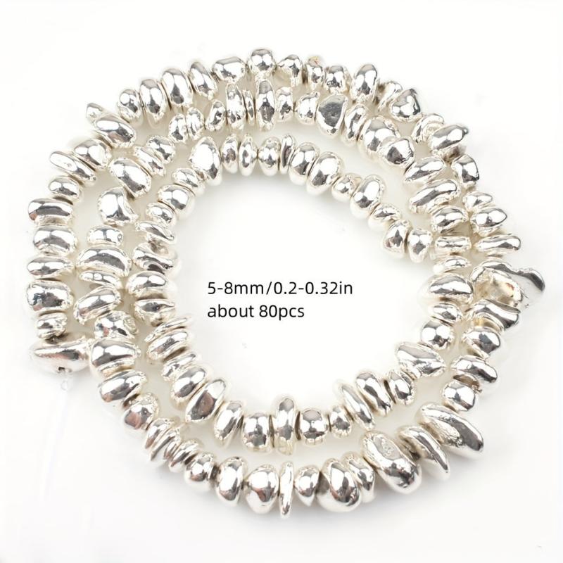 80pcs Golden & Silvery Hematite Beads for Jewelry Making DIY