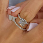 Bridal Cushion 2PC Ring Set | White Gold
