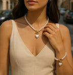 Beaded Heart Pendant & Bracelet Set