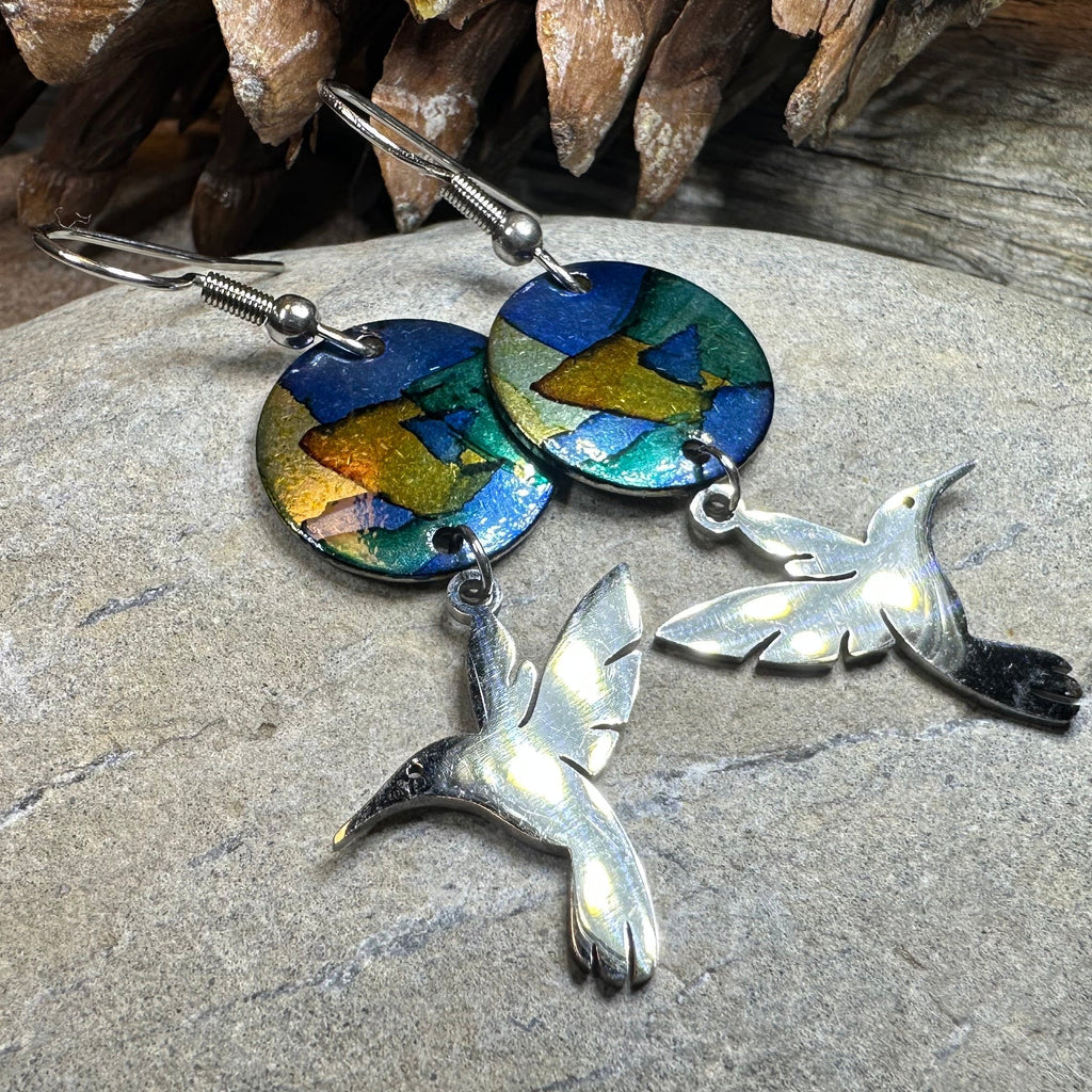 Colorful Hummingbird Artisan Earrings
