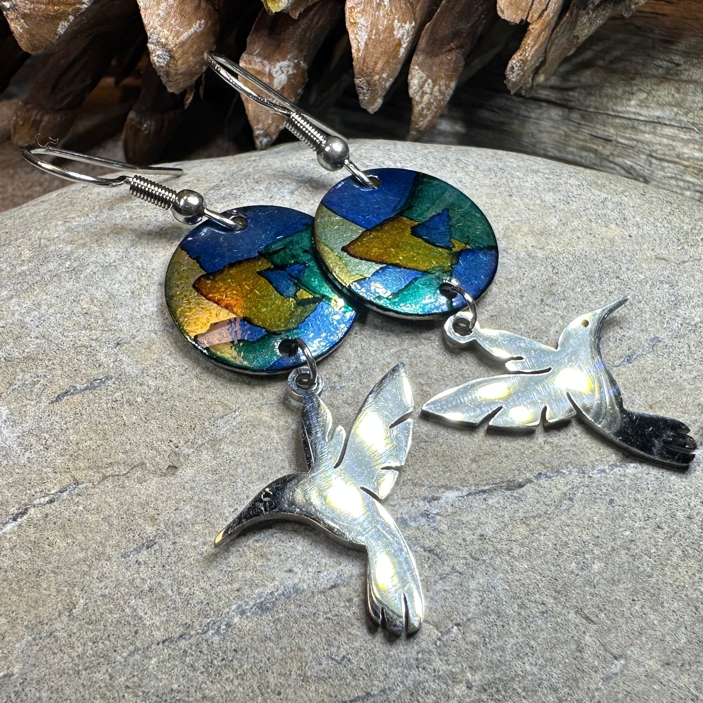 Colorful Hummingbird Artisan Earrings