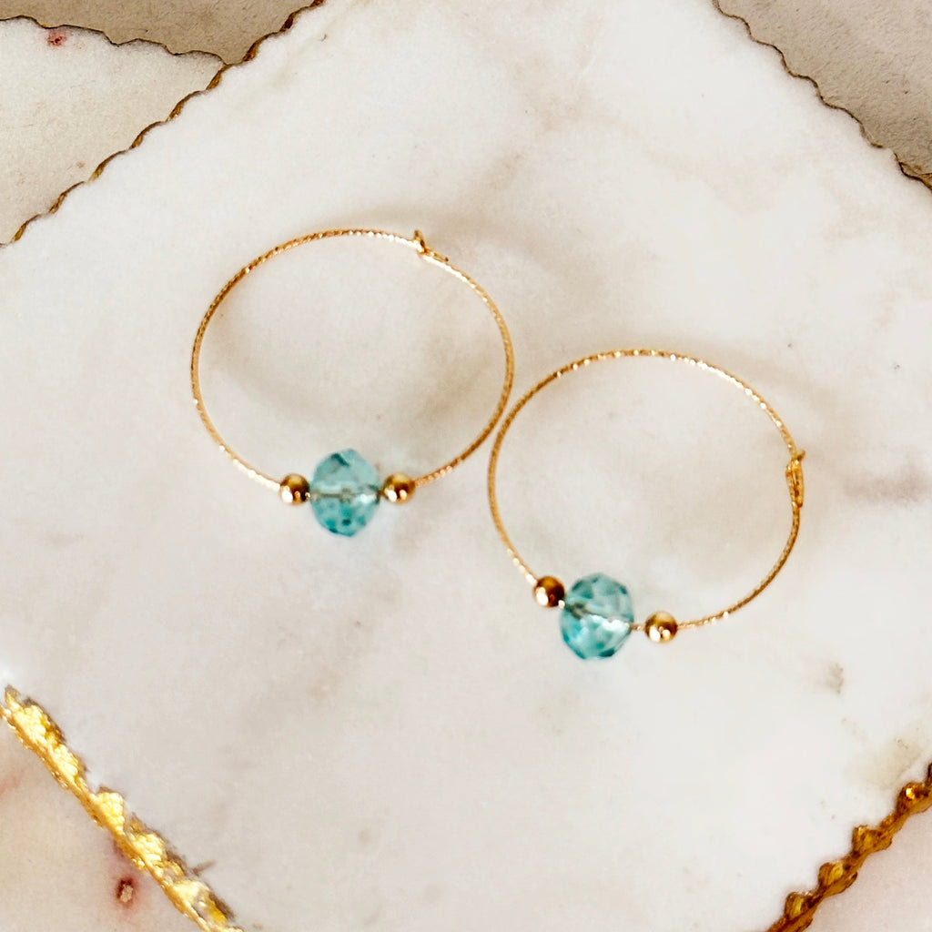 Gia Sparkle Hoops With Bead Packet - Gold or Silver