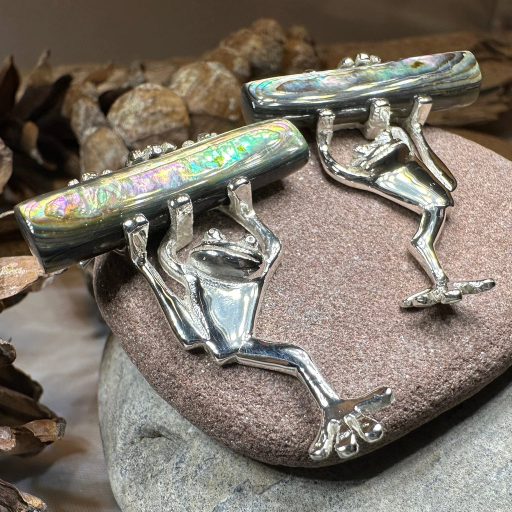 Abalone Frog Earrings