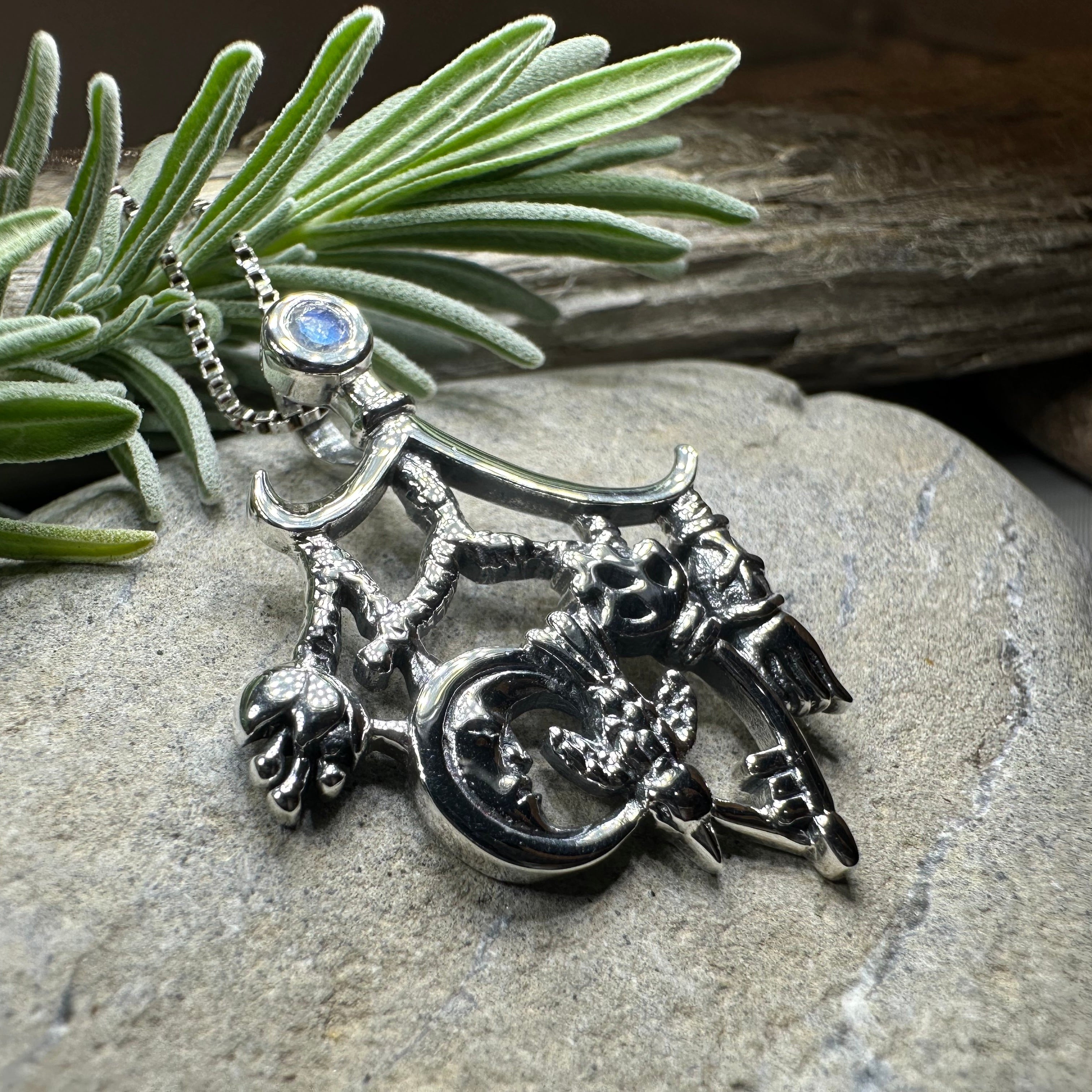 Moonstone Italian Cimaruta Pendant