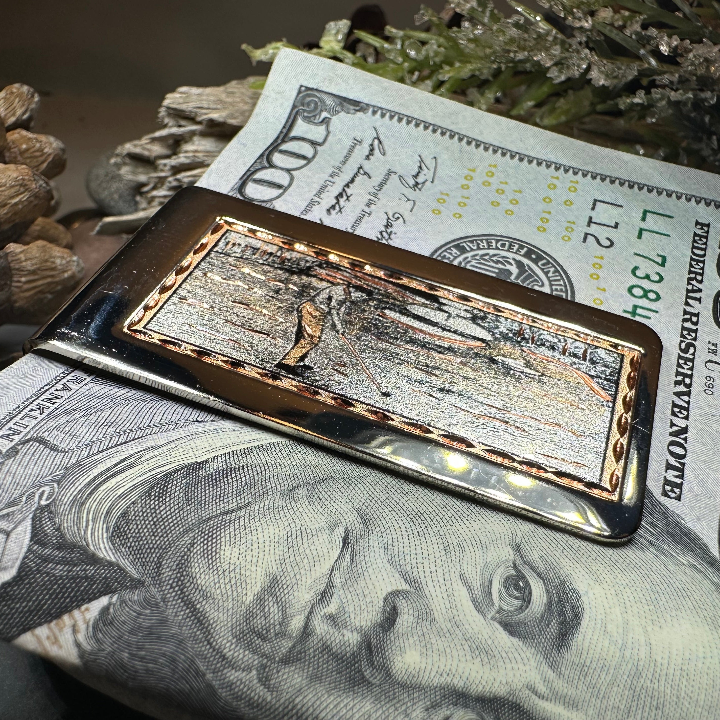 Golfer Copper Money Clip