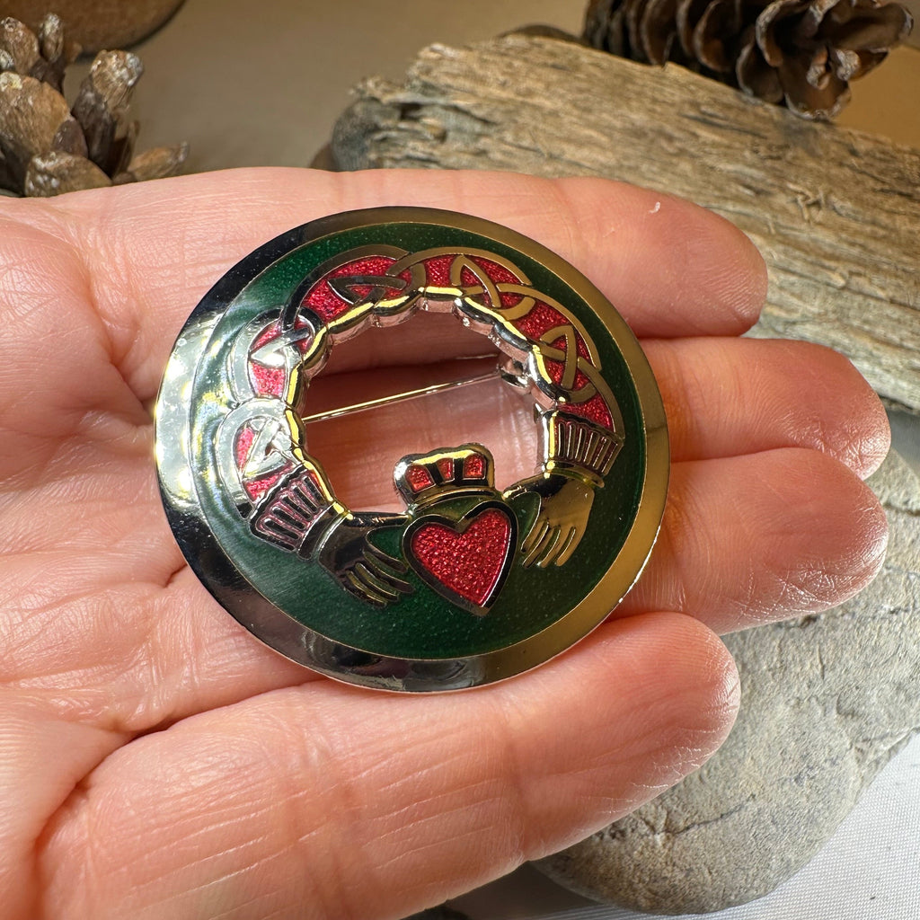 Enamel Irish Claddagh Brooch