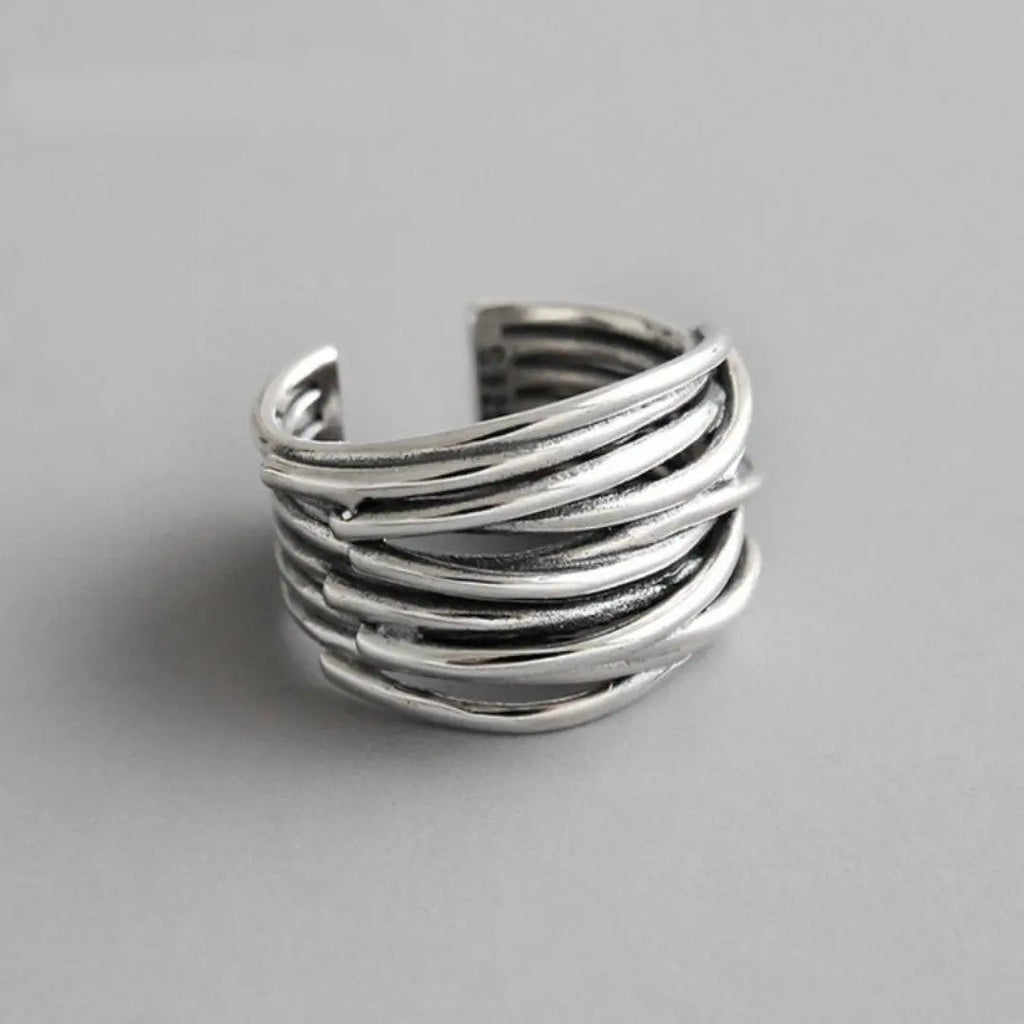 Adjustable Silver Layer Ring