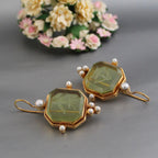 Charm - Green Pearl Earrings