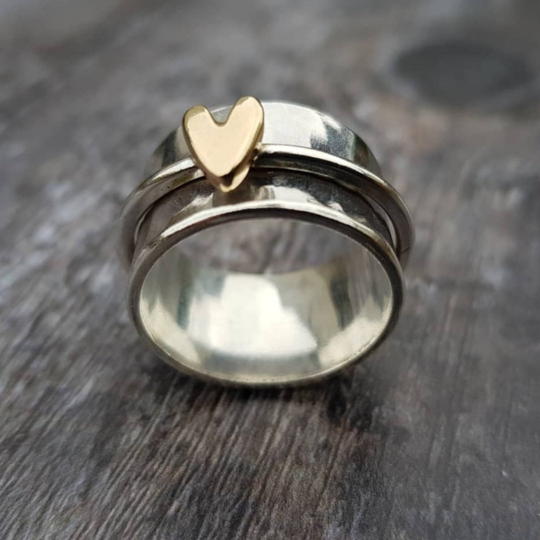 Vintage Silver Heart Ring in Gold