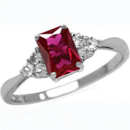Octagon Cut Ruby Ring | 14K White Gold