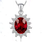 Ruby Halo Necklace - White Gold