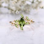 Olive Crystal 14K Gold Ring