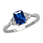 Octagon Cut Sapphire Ring | White Gold