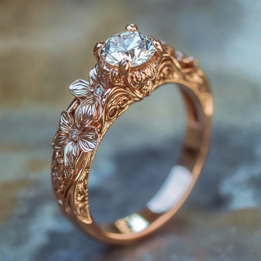 Crystal Blossom Gold Ring