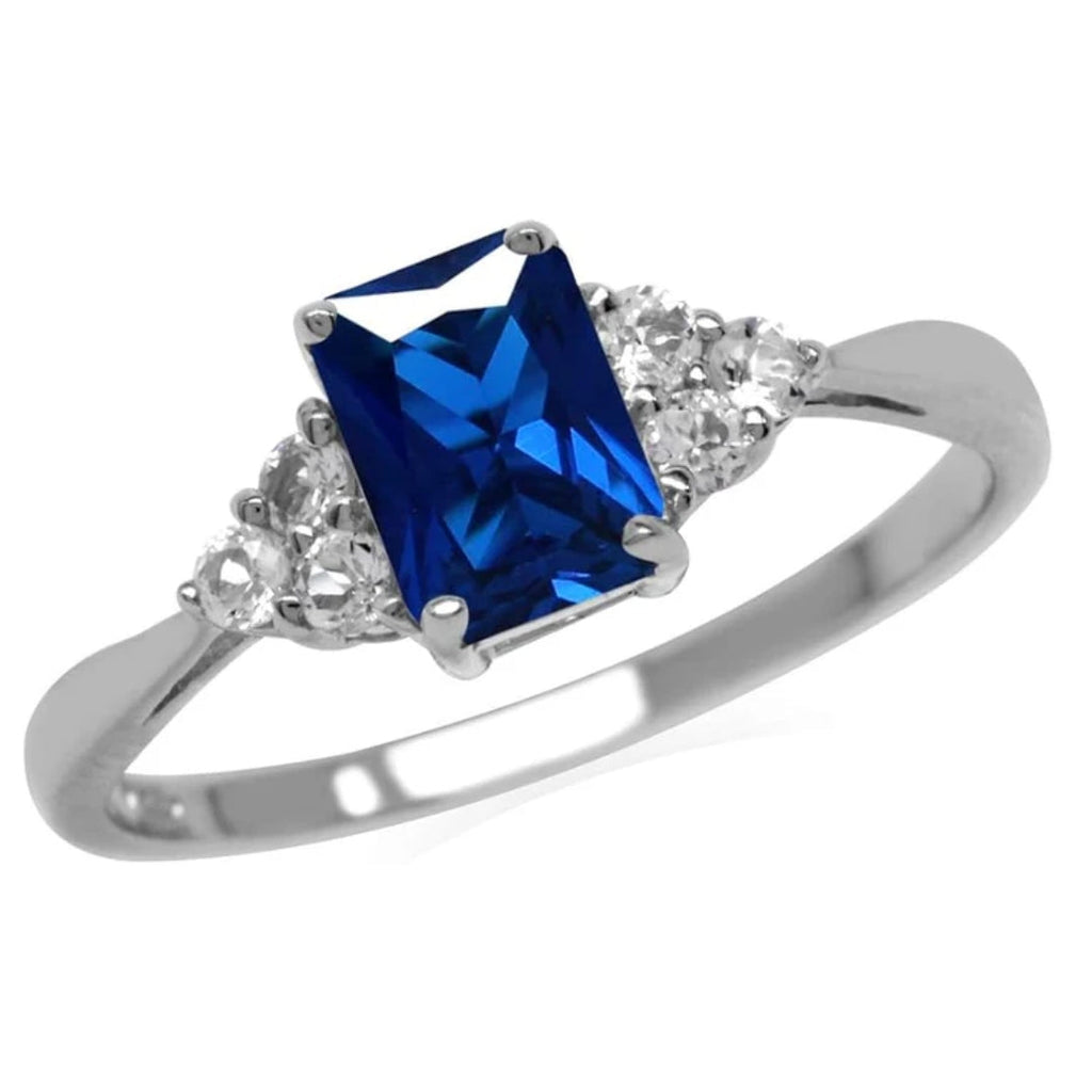 Octagon Sapphire Ring in White Gold