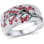 Ruby Blossom Tree Ring | White Gold
