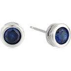 Sapphire Bezel Stud Earrings | White Gold