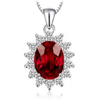 Classic Ruby Halo Necklace | White Gold
