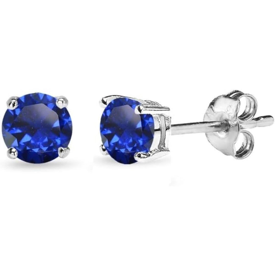 Classic Sapphire Stud Earrings | White Gold