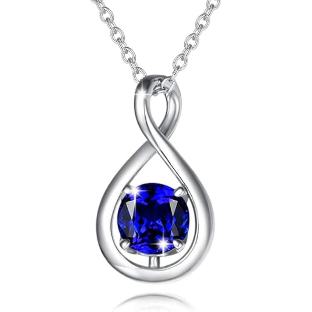 Sapphire Infinity Pendant Necklace | White Gold