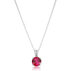 Round Cut Ruby Necklace | White Gold
