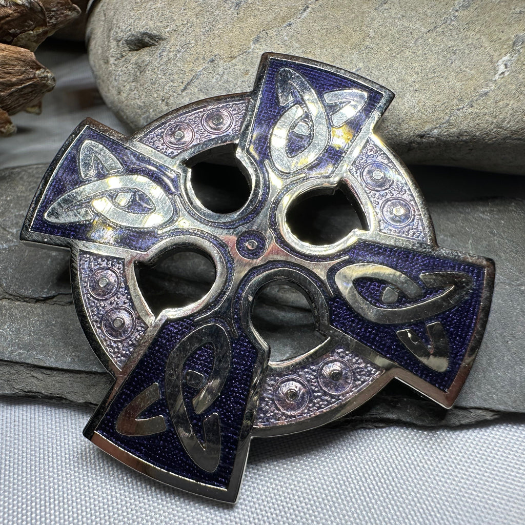 Enamel Celtic Cross Brooch