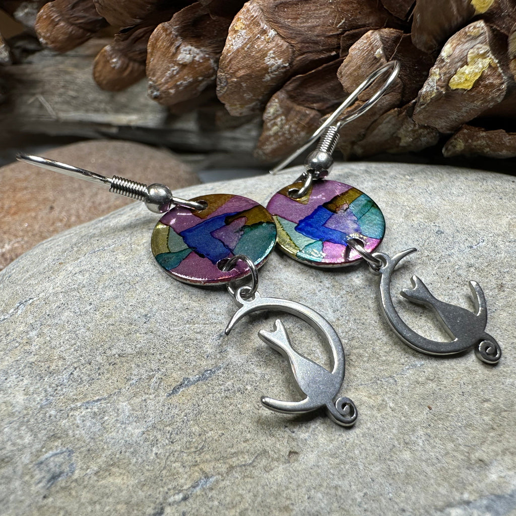 Colorful Cat Artisan Earrings