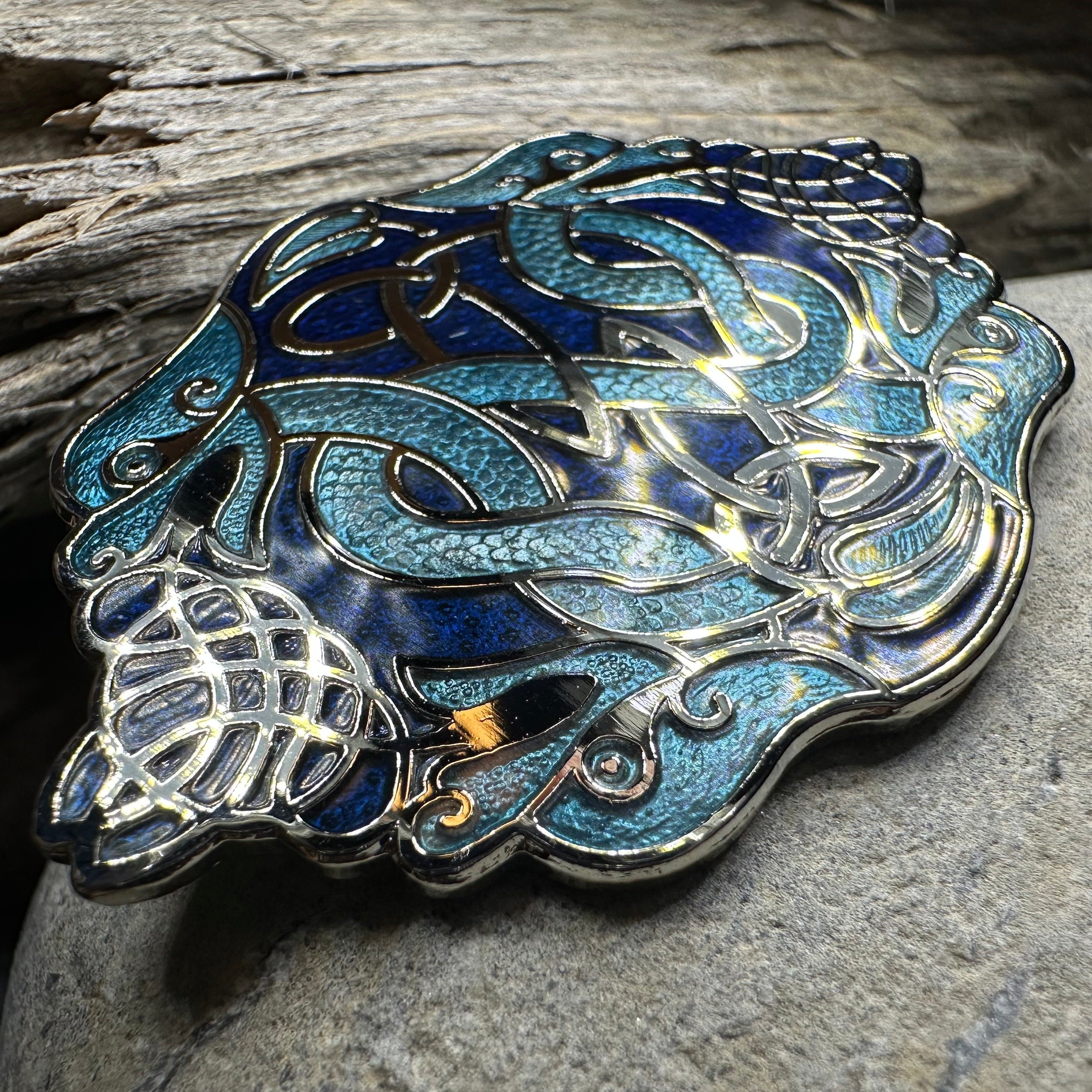 Celtic Dragon Enamel Brooch