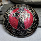 Enamel Celtic Cross Round Brooch