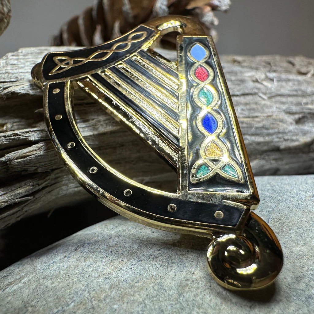 Celtic Harp Brooch