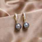 Elegant Earrings with Pearls and Zirconia