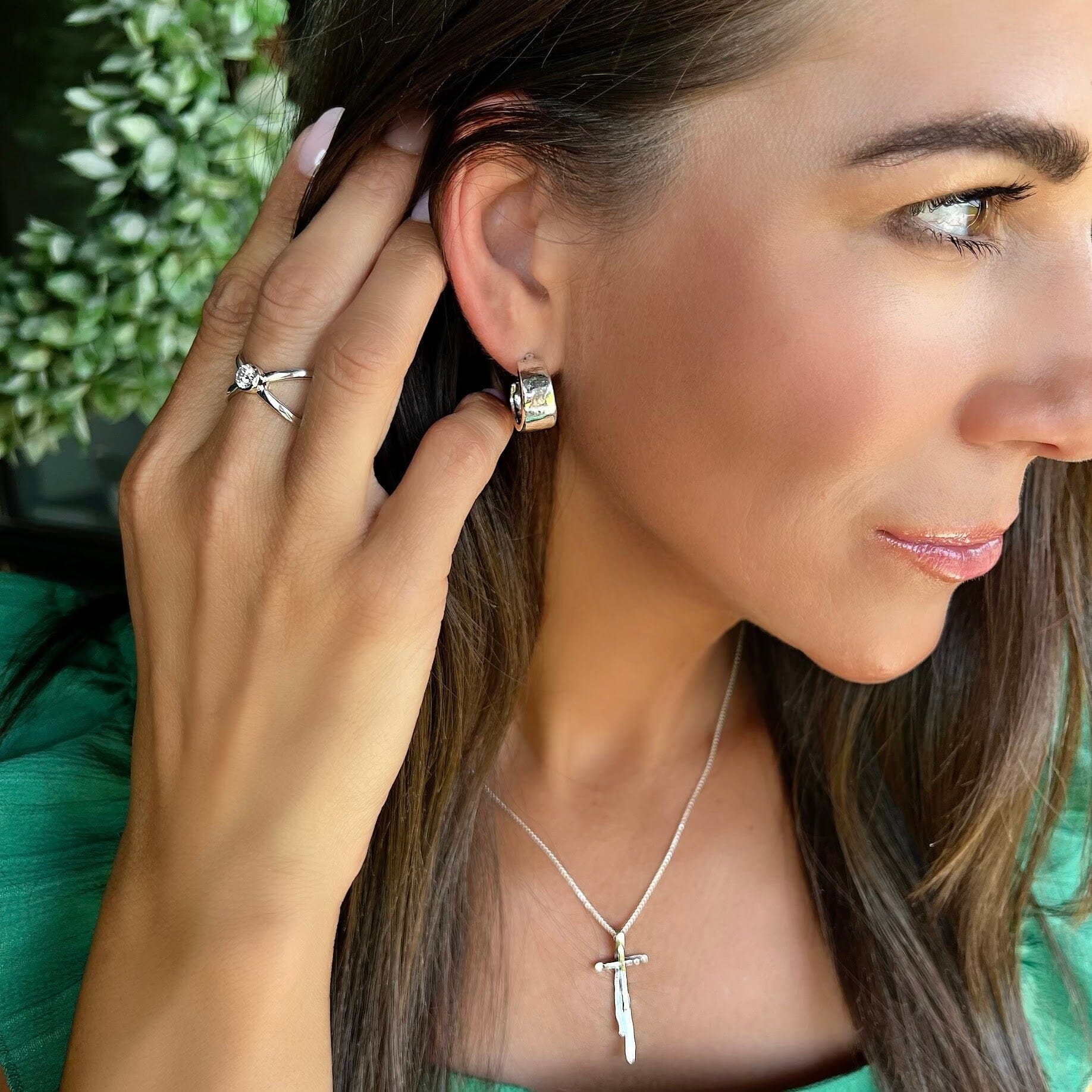Dust & Silver Hoop Earrings