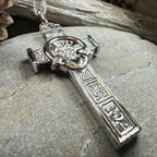 Large Artisan Irish Claddagh Cross Necklace