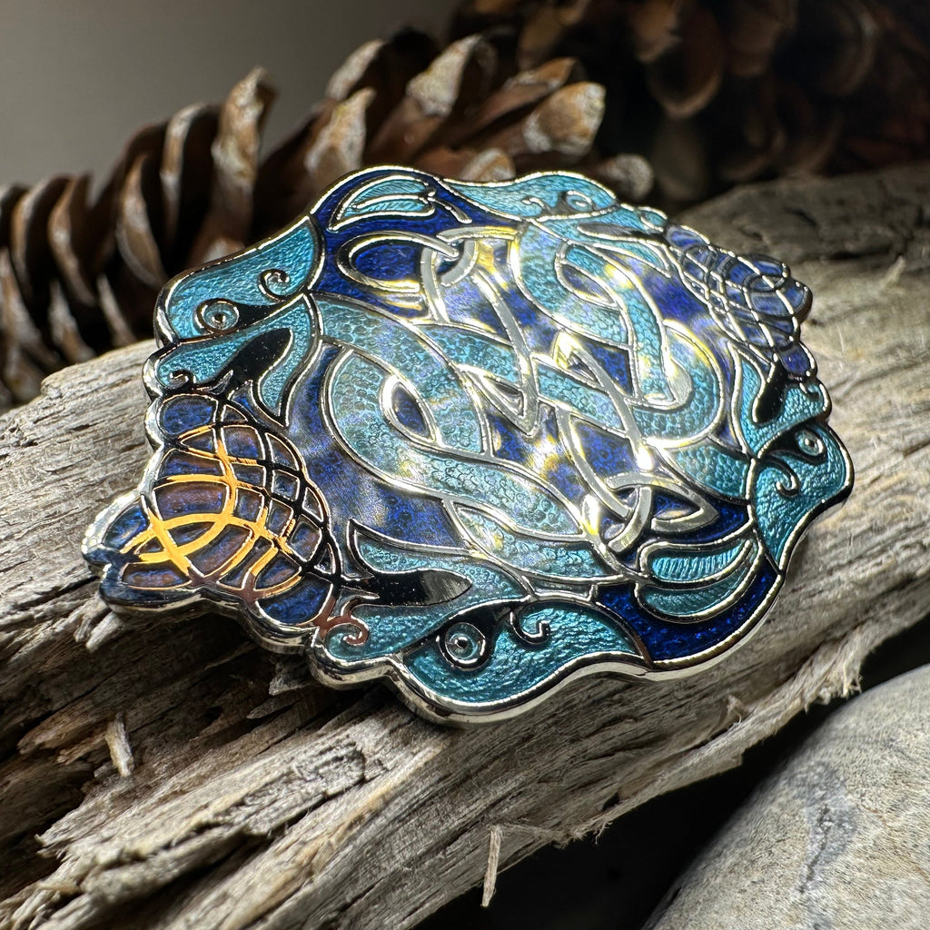 Celtic Dragon Enamel Brooch