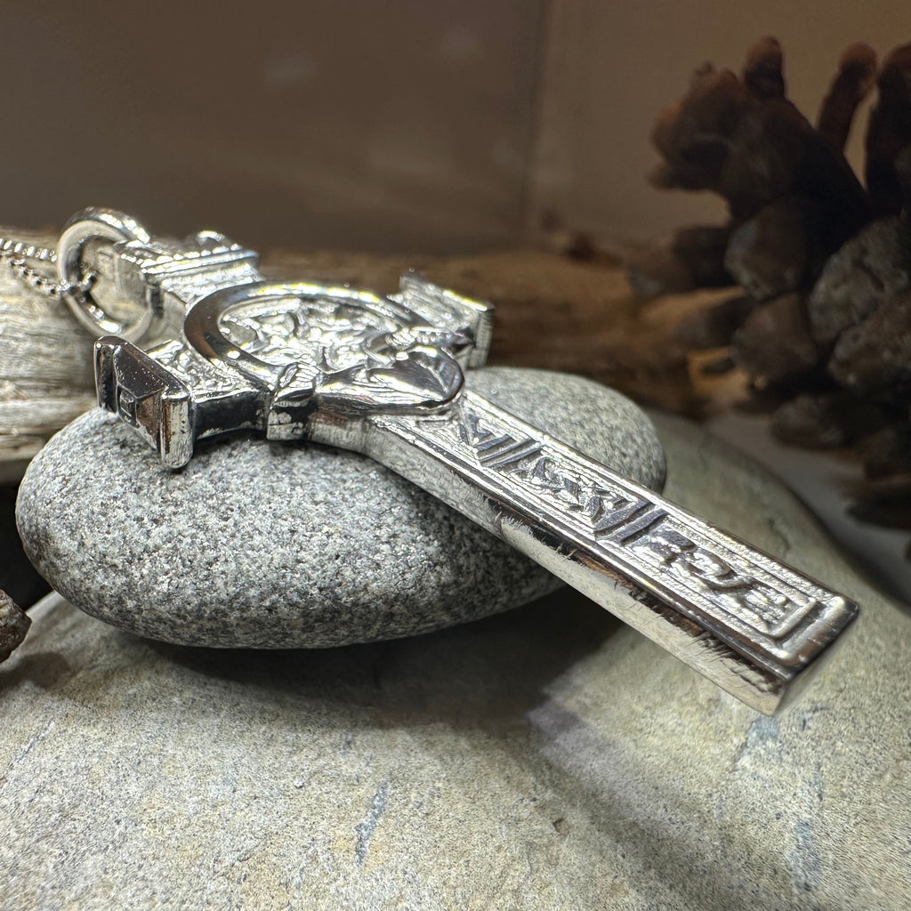 Large Artisan Irish Claddagh Cross Necklace