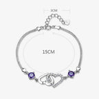 Women's Silver Plated Inverted Double Heart Charm Bracelet