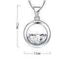 Women's Half Disk Zirconia Paved Hollow Circle Pendant Necklace