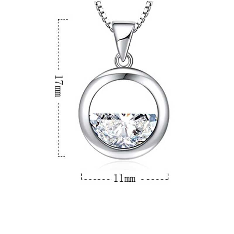 Women's Half Disk Zirconia Paved Hollow Circle Pendant Necklace