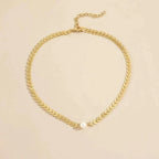 Greek Pearl Necklace in Gold