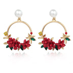 Elegant Gold Flower and Pearl Earrings