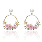 Elegant Gold Flower and Pearl Earrings