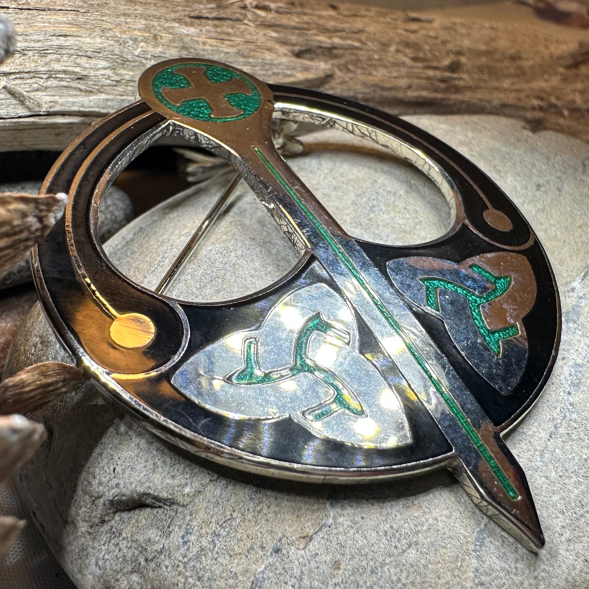Enamel Celtic Trinity Knot Tara Brooch