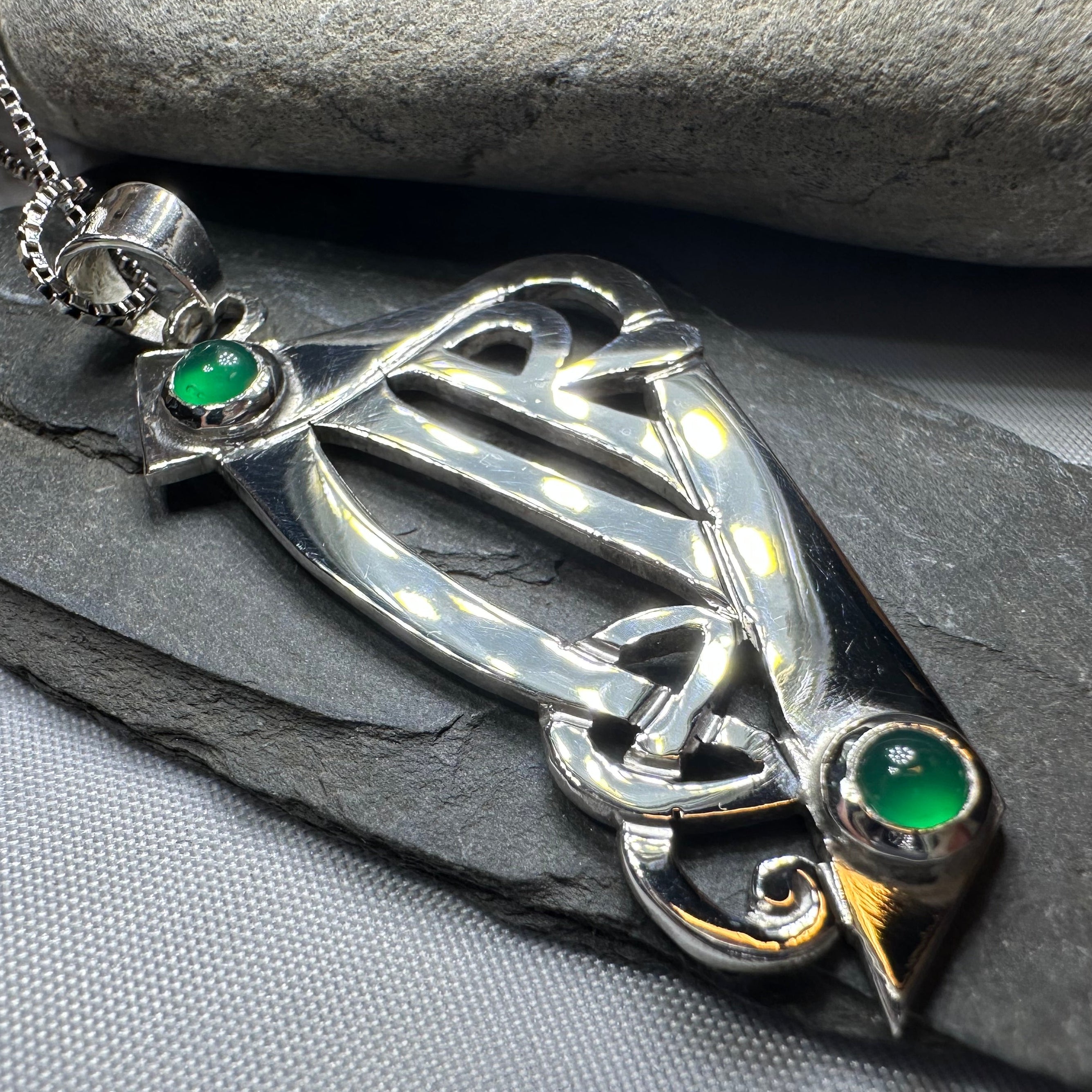 Artisan Large Irish Harp Necklace