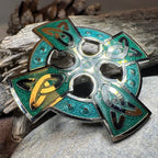 Enamel Celtic Cross Brooch