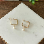 Dalila Square Hoop Pearl Earrings