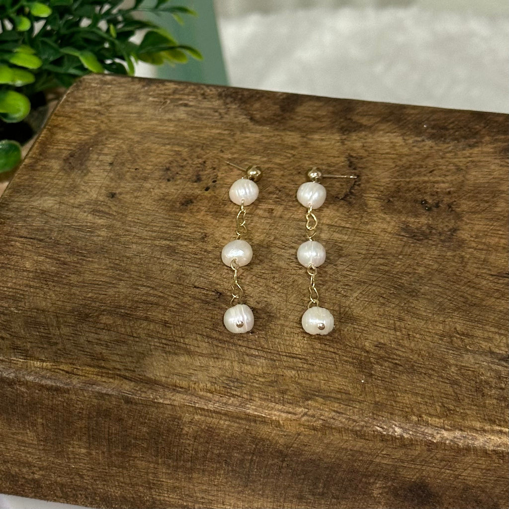 Three Wishes Pearl Dangle Earrings