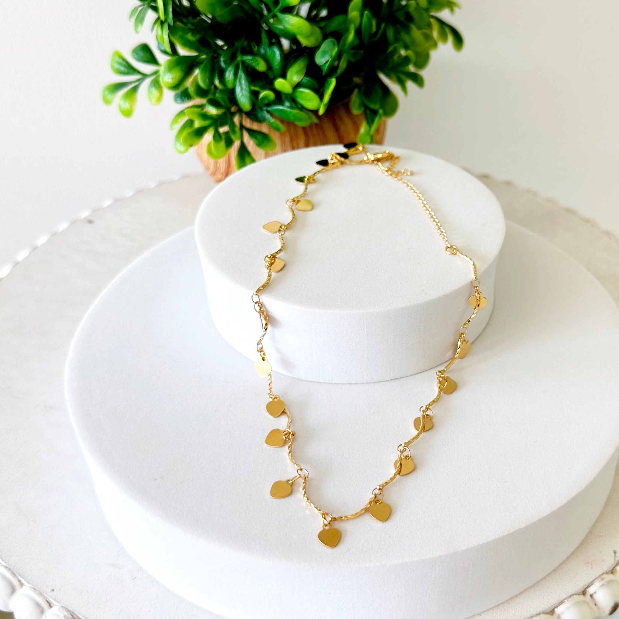 Melita Dangle Heart Choker Necklace