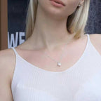 Women's Silver Plated Heart Shaped Pendant Necklace With Cubic Zirconia