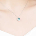 Silver Solitaire Cluster Heart Pendant Necklace For Women